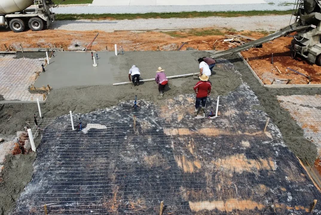 Acid-stained backyard patio in McKinney