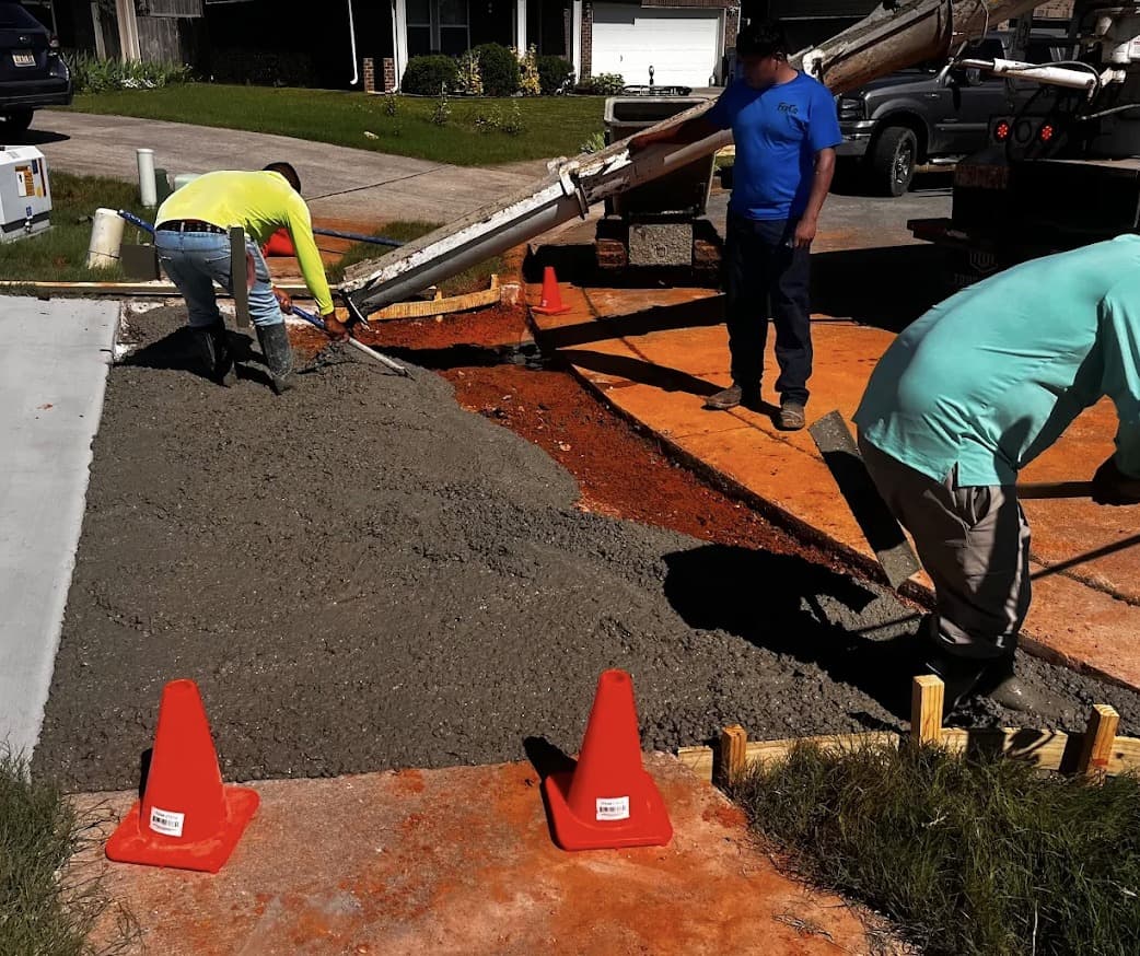 Stamped concrete driveway in Stonebridge Ranch